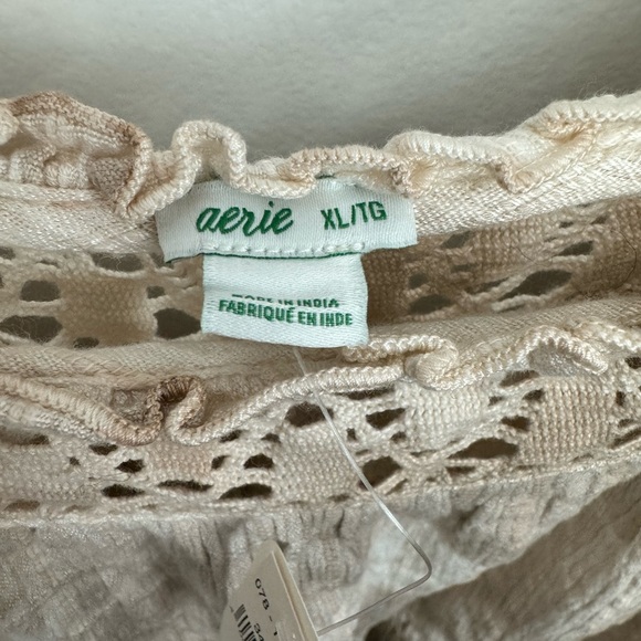 Aerie Boho Babydoll Tie Dye Tank Top Lace Crochet Side Tassel Tie Linen XL - Picture 5 of 7